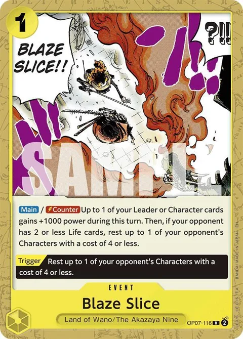 Blaze Slice Reprint OP07-116 One Piece card from Starter Deck 28: GREEN/YELLOW Yamato