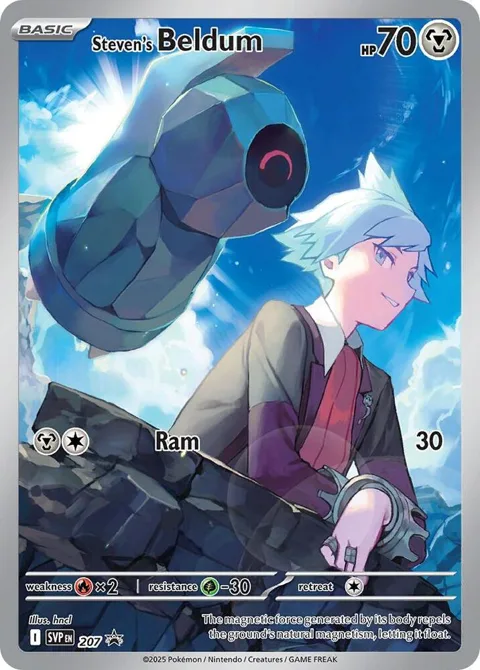 Steven's Beldum #207 Holofoil Pokémon card from Scarlet & Violet Promo Cards
