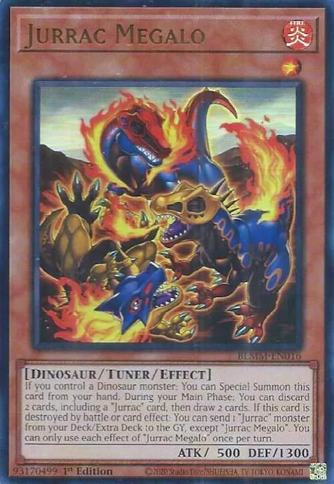 Jurrac Megalo BLMM-EN016 Yu-Gi-Oh card from Battles of Legend: Monster Mayhem