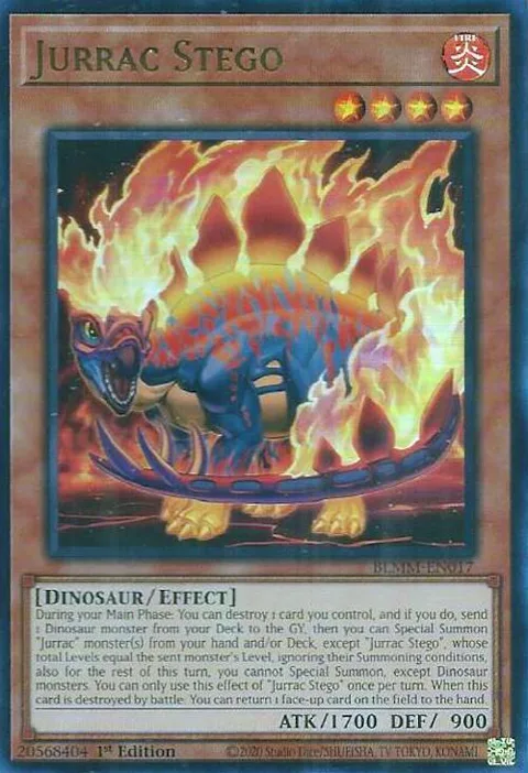 Jurrac Stego BLMM-EN017 Yu-Gi-Oh card from Battles of Legend: Monster Mayhem