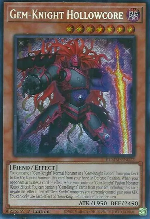 Gem-Knight Hollowcore BLMM-EN022 Yu-Gi-Oh card from Battles of Legend: Monster Mayhem