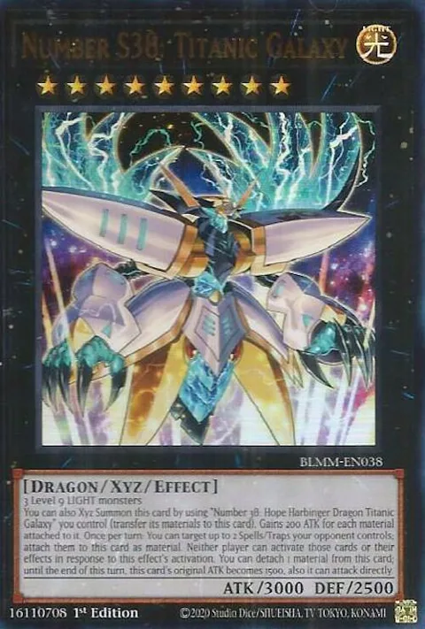 Number S38: Titanic Galaxy BLMM-EN038 Yu-Gi-Oh card from Battles of Legend: Monster Mayhem