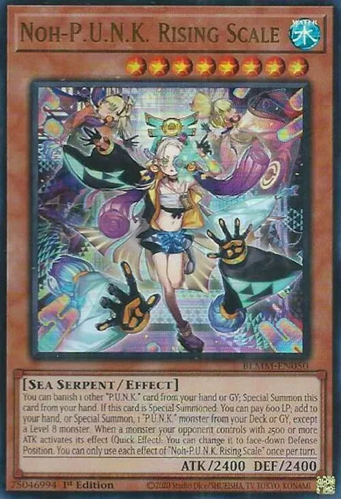 Noh-P.U.N.K. Rising Scale BLMM-EN050 Yu-Gi-Oh card from Battles of Legend: Monster Mayhem
