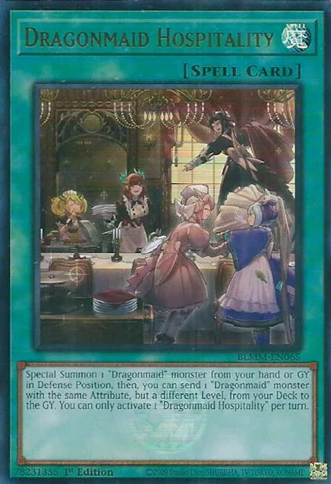 Dragonmaid Hospitality BLMM-EN065 Yu-Gi-Oh card from Battles of Legend: Monster Mayhem