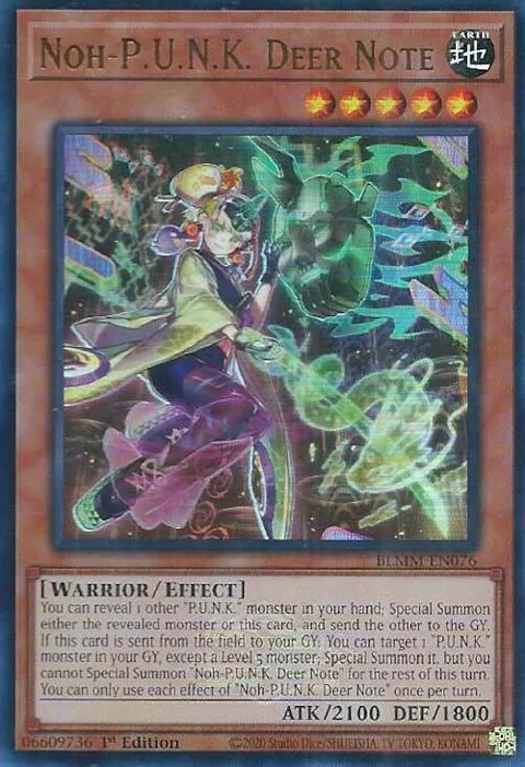 Noh-P.U.N.K. Deer Note BLMM-EN076 Yu-Gi-Oh card from Battles of Legend: Monster Mayhem
