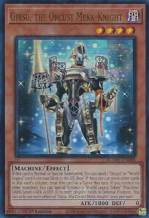 Girsu, the Orcust Mekk-Knight BLMM-EN088 Yu-Gi-Oh card from Battles of Legend: Monster Mayhem
