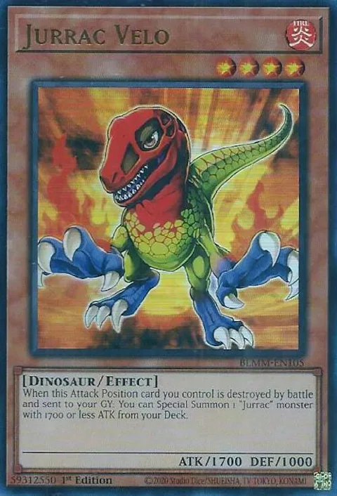 Jurrac Velo BLMM-EN105 Yu-Gi-Oh card from Battles of Legend: Monster Mayhem