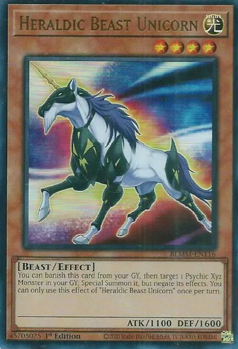 Heraldic Beast Unicorn BLMM-EN116 Yu-Gi-Oh card from Battles of Legend: Monster Mayhem