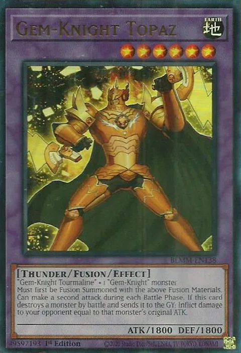 Gem-Knight Topaz BLMM-EN138 Yu-Gi-Oh card from Battles of Legend: Monster Mayhem