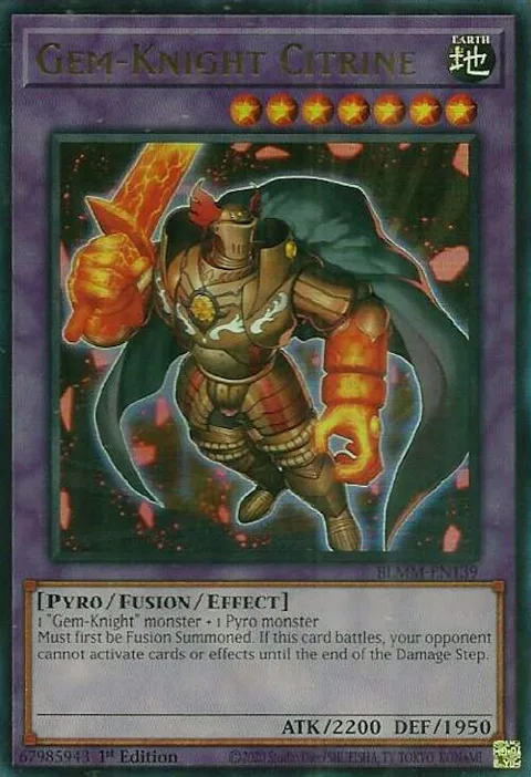 Gem-Knight Citrine BLMM-EN139 Yu-Gi-Oh card from Battles of Legend: Monster Mayhem