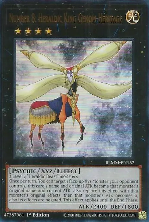 Number 8: Heraldic King Genom-Heritage BLMM-EN152 Yu-Gi-Oh card from Battles of Legend: Monster Mayhem