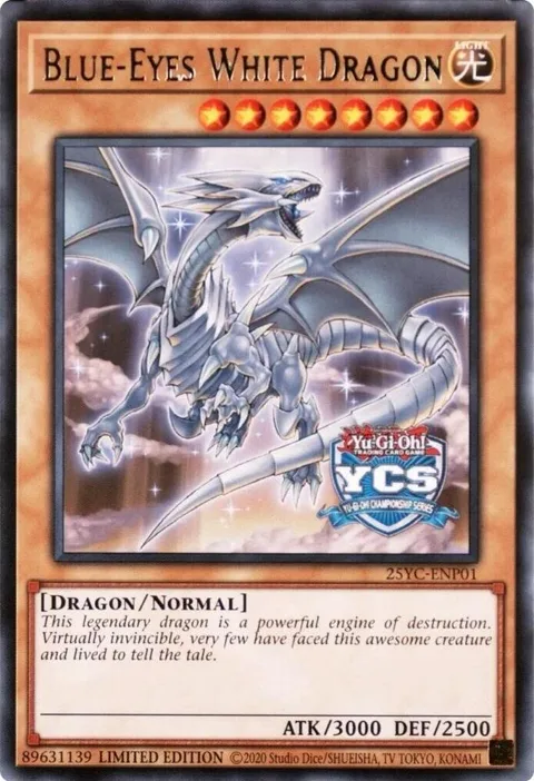 Blue-Eyes White Dragon 25YC-ENP01 Yu-Gi-Oh card from Yu-Gi-Oh! Championship Series 2025 Prize Cards