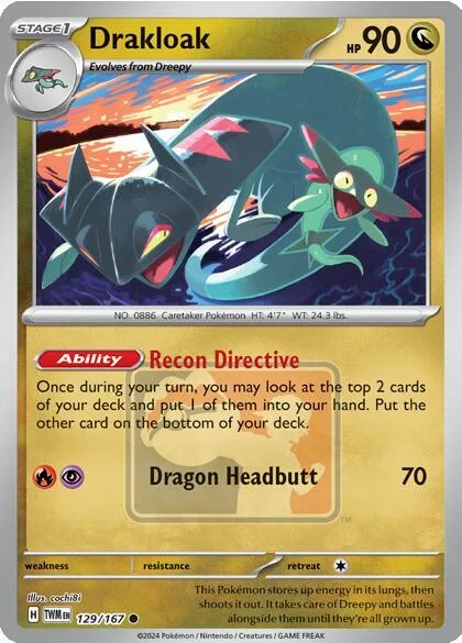 Drakloak #129/167 Reverse Holofoil Pokémon card from League & Championship Cards
