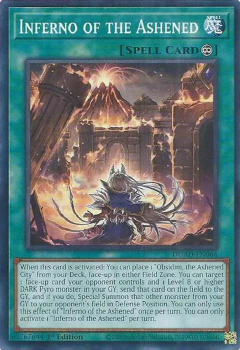 Inferno of the Ashened DUAD-EN064 Yu-Gi-Oh card from Duelist's Advance