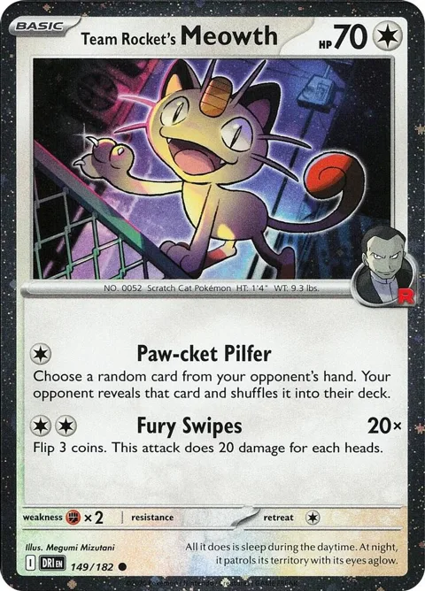 Team Rocket's Meowth Cosmos Holo #149/182 Holofoil Pokémon card from Miscellaneous Cards & Products