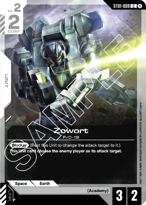 Zowort ST01-009 Gundam card from Starter Deck 01: Heroic Beginnings