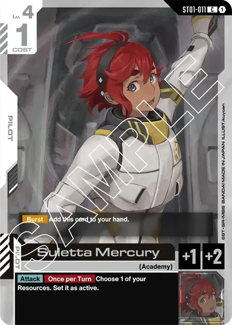 Suletta Mercury ST01-011 ST01 Gundam card from Starter Deck 01: Heroic Beginnings