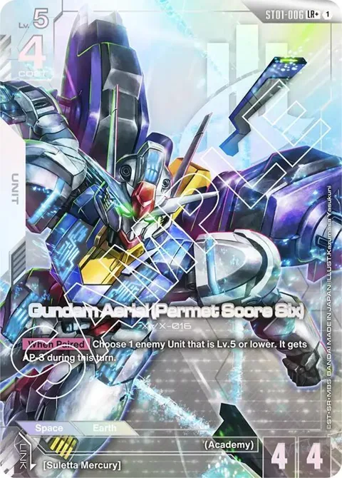 Gundam Aerial Permet Score Six LR+ ST01-006 Gundam card from Starter Deck 01: Heroic Beginnings