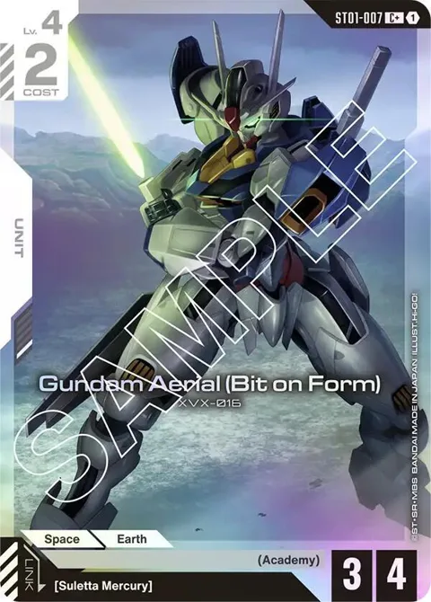 Gundam Aerial Bit on Form C+ ST01-007 Gundam card from Starter Deck 01: Heroic Beginnings