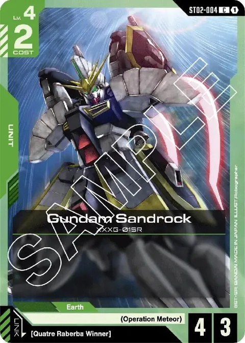 Gundam Sandrock ST02-004 Gundam card from Starter Deck 02: Wings of Advance