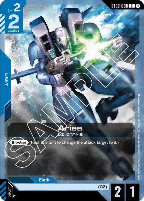 Aries ST02-008 Gundam card from Starter Deck 02: Wings of Advance