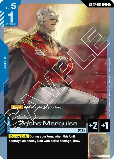 Zechs Merquise ST02-011 Gundam card from Starter Deck 02: Wings of Advance