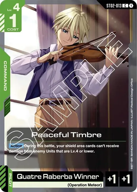 Peaceful Timbre ST02-013 ST02 Gundam card from Starter Deck 02: Wings of Advance