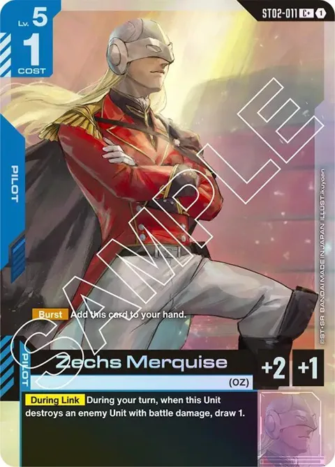 Zechs Merquise C+ ST02-011 Gundam card from Starter Deck 02: Wings of Advance