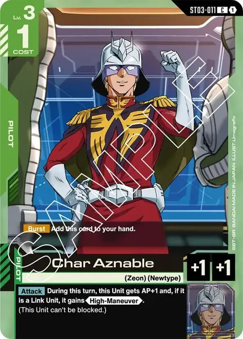 Char Aznable ST03-011 ST03 Gundam card from Starter Deck 03: Zeon's Rush