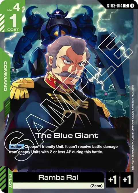 The Blue Giant ST03-014 Gundam card from Starter Deck 03: Zeon's Rush