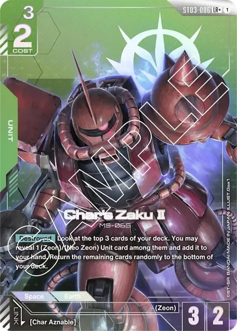 Char's Zaku II LR+ ST03-006 Gundam card from Starter Deck 03: Zeon's Rush