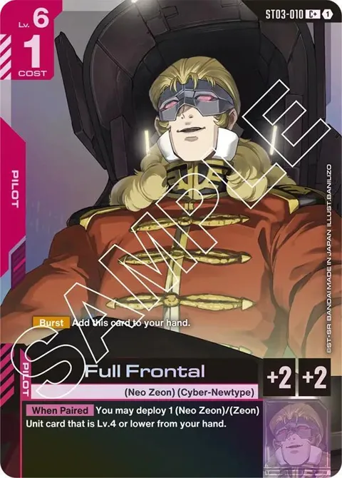 Full Frontal C+ ST03-010 Gundam card from Starter Deck 03: Zeon's Rush