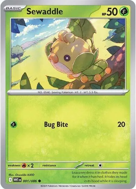 Sewaddle #001/086 Pokémon card from White Flare