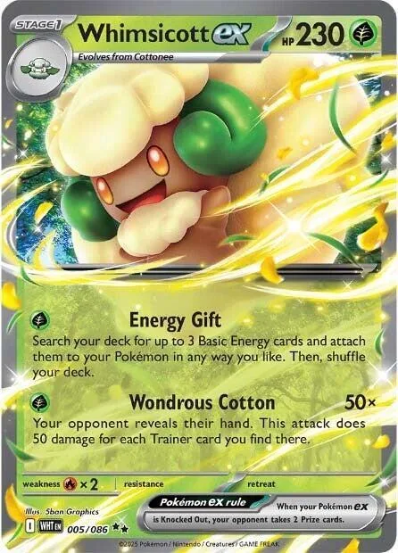 Whimsicott ex #005/086 Holofoil Pokémon card from White Flare