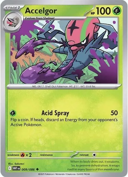 Accelgor #009/086 Reverse Holofoil Pokémon card from White Flare