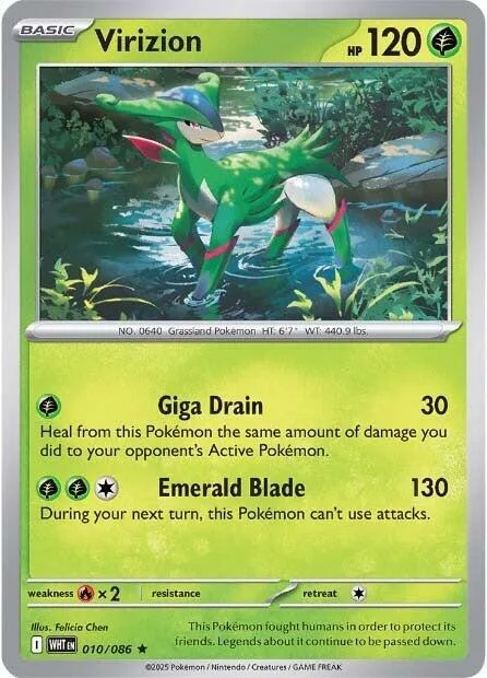 Virizion #010/086 Holofoil Pokémon card from White Flare