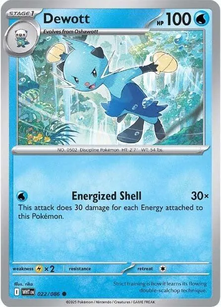 Dewott #022/086 Reverse Holofoil Pokémon card from White Flare