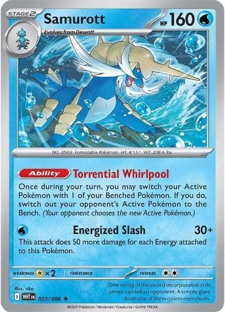 Samurott #023/086 Holofoil Pokémon card from White Flare