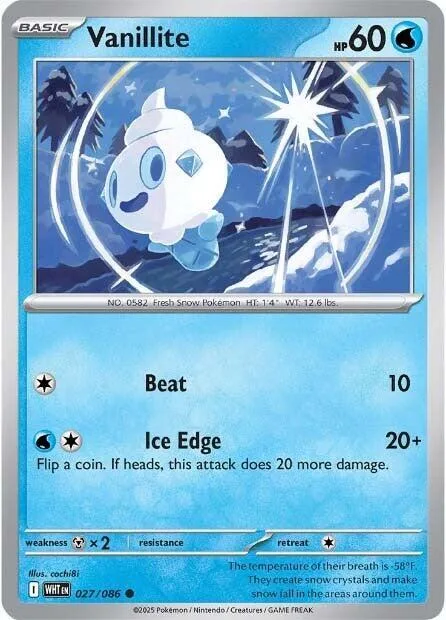 Vanillite #027/086 Reverse Holofoil Pokémon card from White Flare