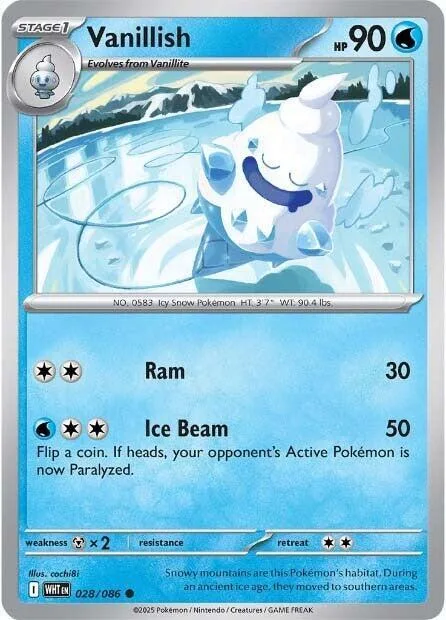 Vanillish #028/086 Pokémon card from White Flare