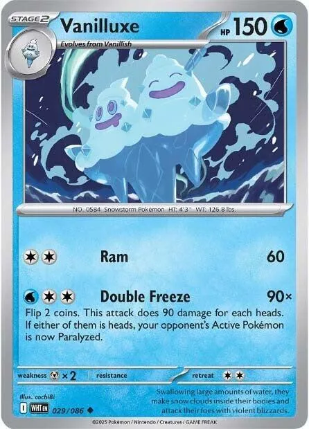 Vanilluxe #029/086 Reverse Holofoil Pokémon card from White Flare