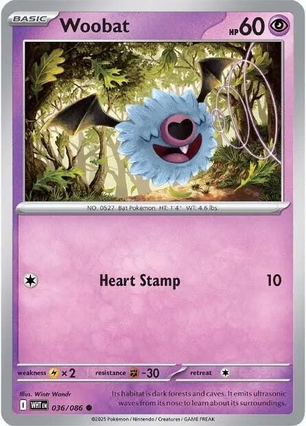 Woobat #036/086 Pokémon card from White Flare