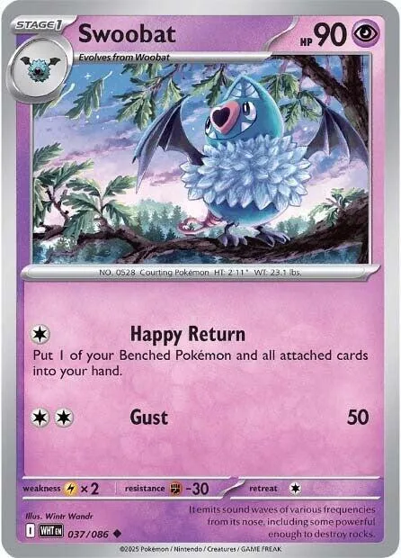 Swoobat #037/086 Pokémon card from White Flare
