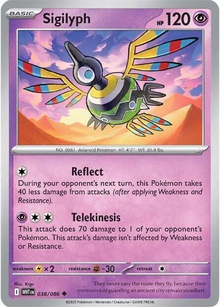 Sigilyph #038/086 Pokémon card from White Flare