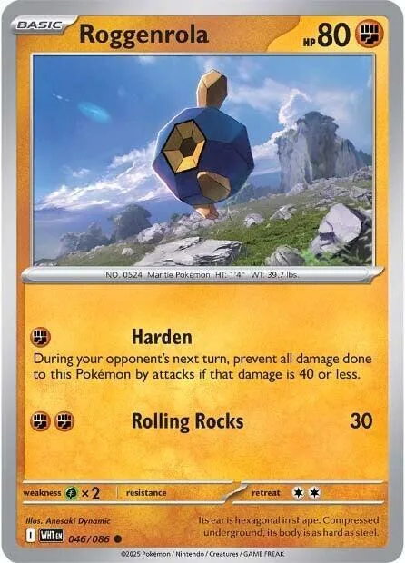 Roggenrola #046/086 Pokémon card from White Flare
