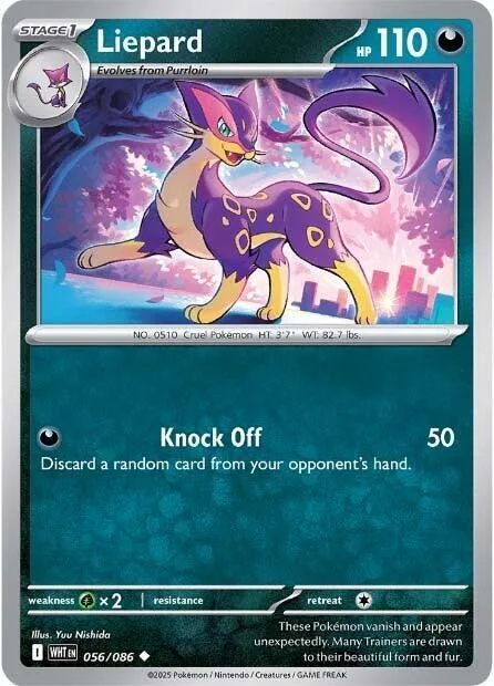 Liepard #056/086 Reverse Holofoil Pokémon card from White Flare