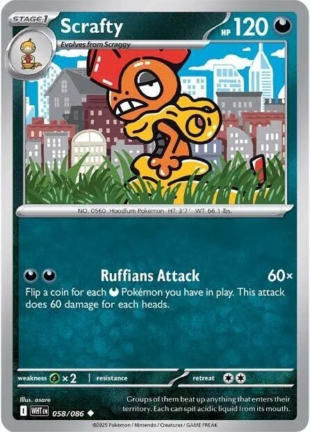 Scrafty #058/086 Pokémon card from White Flare