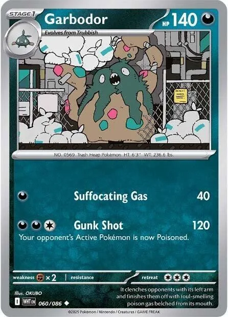 Garbodor #060/086 Reverse Holofoil Pokémon card from White Flare