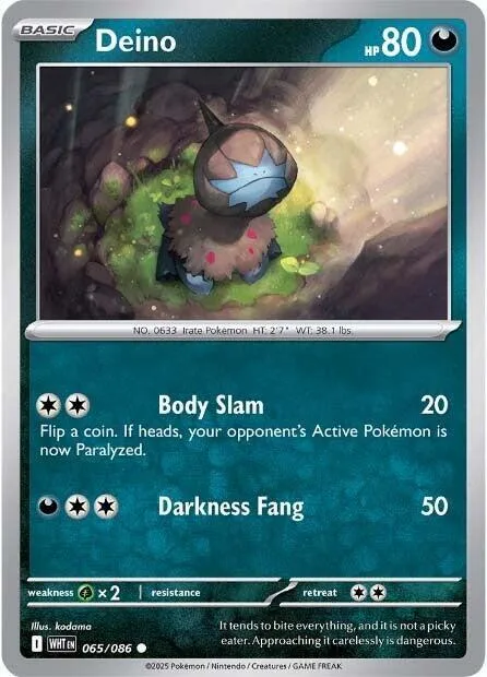Deino #065/086 Reverse Holofoil Pokémon card from White Flare