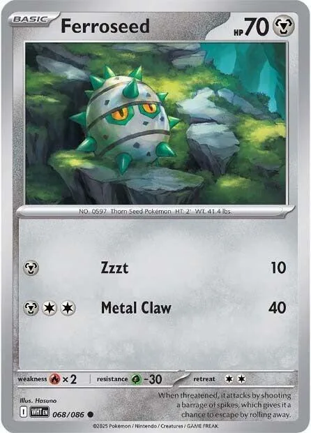 Ferroseed #068/086 Reverse Holofoil Pokémon card from White Flare